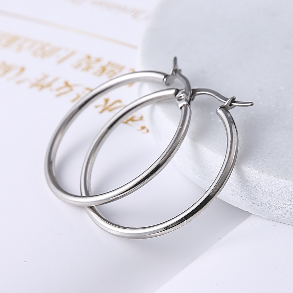 Round Stainless Steel Ear Stud Hoop Earrings Fashion Jewelry Accessories Korean Hot Sale Personalized Big Earring Factory Wholesale