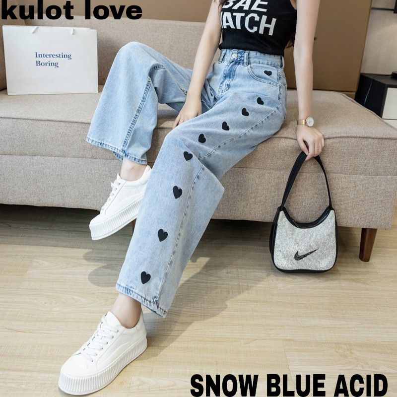 Celana Panjang HW Kulot Jeans Love Boyfriend Jeans Korea Jeans Celana Jeans Love / Kulot Love Jeans / Highwaist Kulot Jeans Love / Kulot Love Jeans Termurah