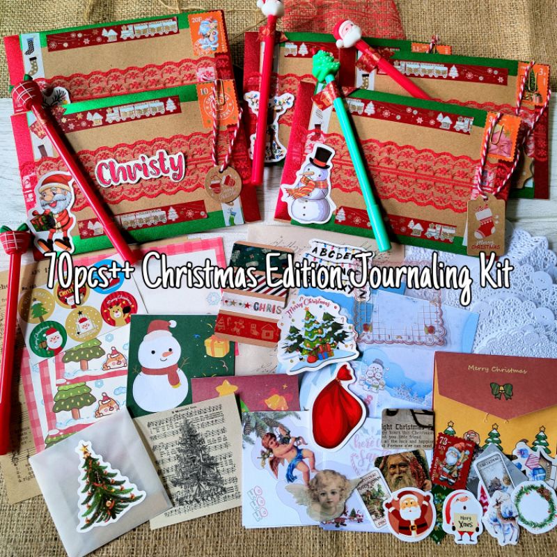 70pcs++ Christmas Edition Journaling Kit Natal Special Santa Kado Present Jurnaling Stationery Stick