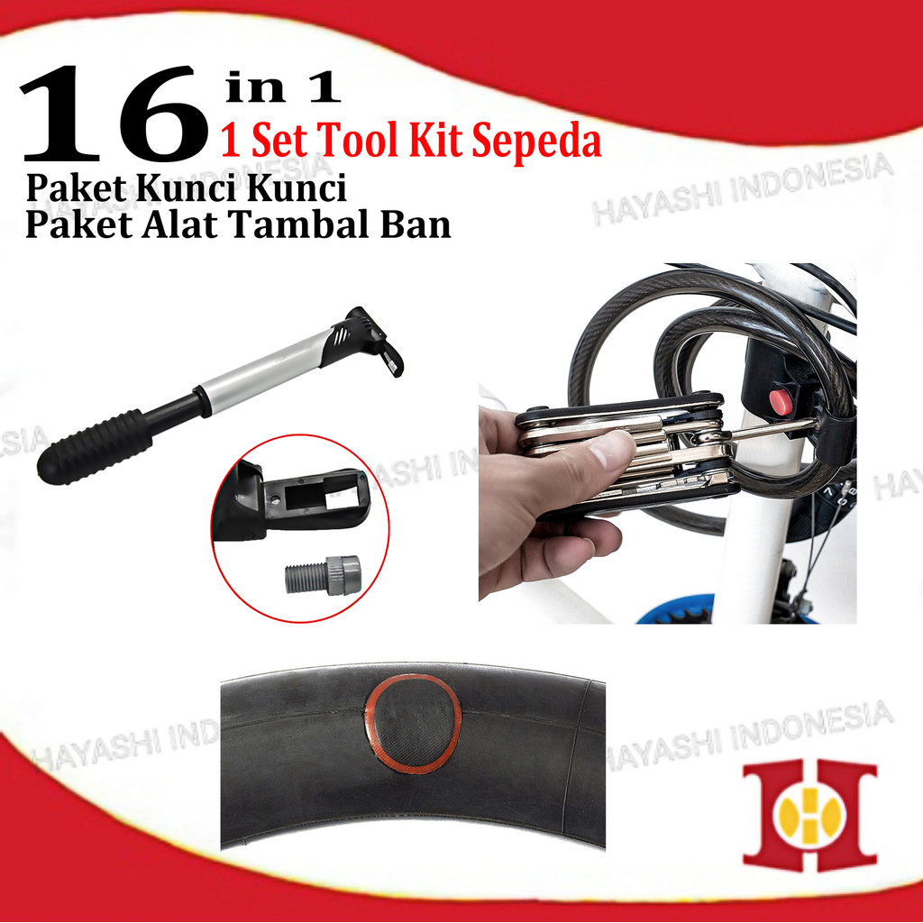 Bike Tool Kit Alat Perlengkapan Sepeda Kunci Hex Tambal Pompa Ban Set