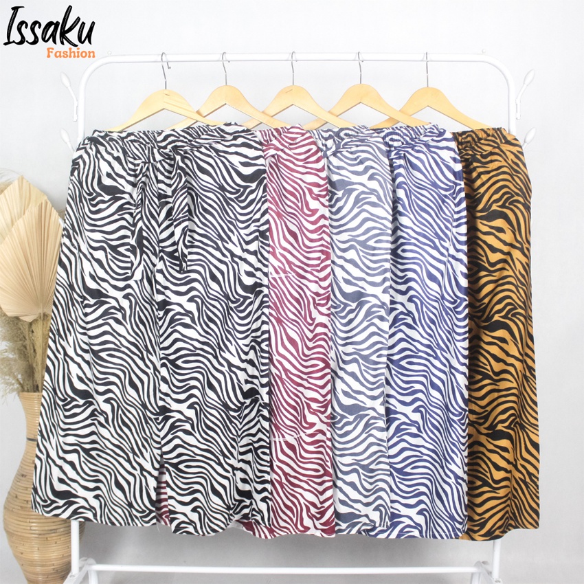 Celana Panjang Kulot Jumbo Wanita Rayon Premium Motif Zebra