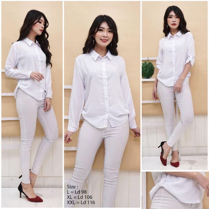 RVFKEMEJA PUTIH KANCING/BAJU WANITA/RAYON PREMIUM/OUTERWEAR