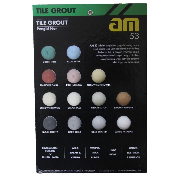 AM Tile Grout Pengisi Nat AM 53 1Kg - Green Pie