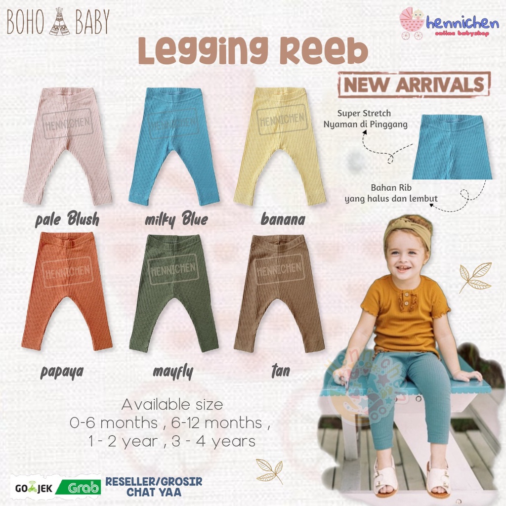 Bohopanna Legging Rib / Reeb 0-4 Tahun Celana Legging Anak