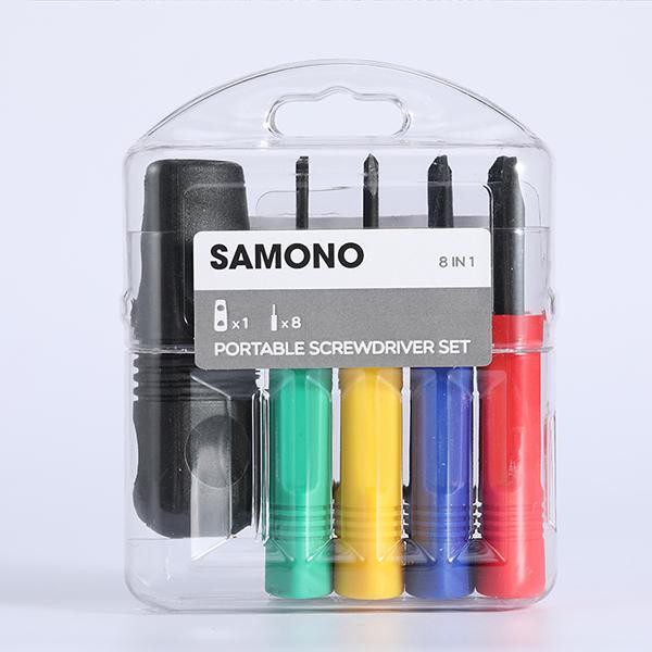 SAMONO SST002 8 Kinds Obeng Set 8in1 Screwdriver Set with Chrome Vanadium Colorful