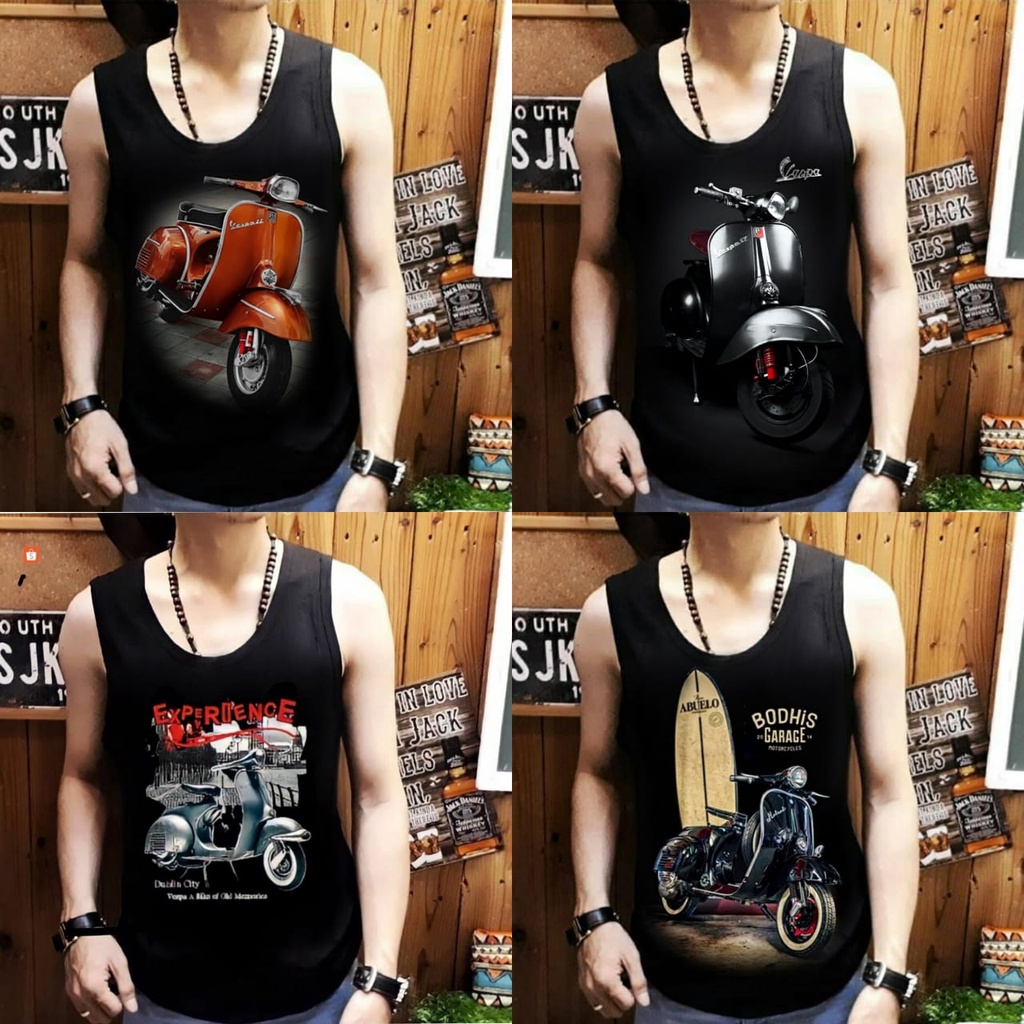 SINGLET PRIA GAMBAR VESPA UKURAN JUMBO XXL / SHALCH TRENDY