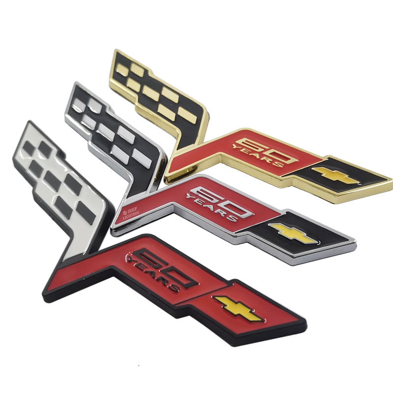 1pc Stiker Emblem Logo Chevrolet 60 YEARS Bahan Metal Untuk Bagasi Belakang Mobil