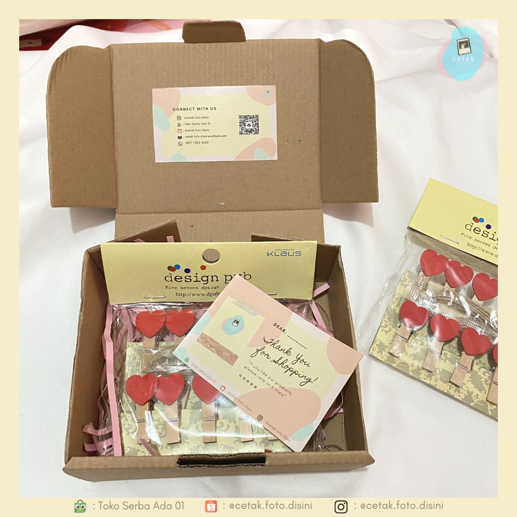 Wooden Clip Love Polaroid / Klip Jepit Kayu 10 pcs