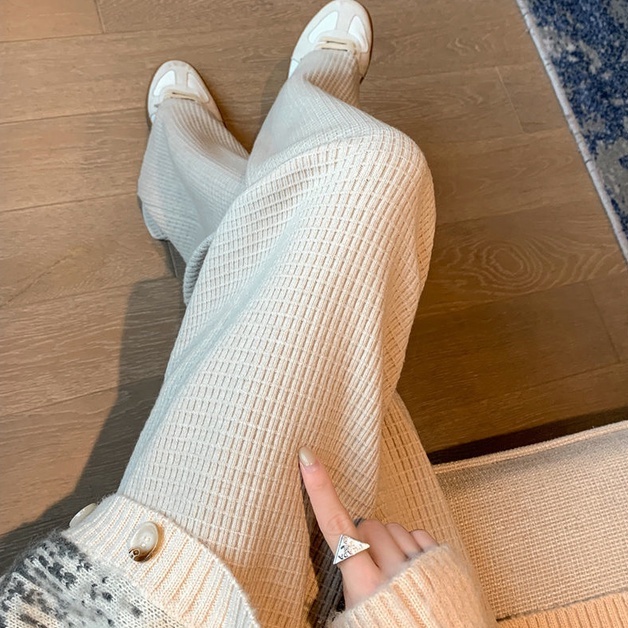 MOOGU ♡  Korean celana kasual pants wanita plaid longgar