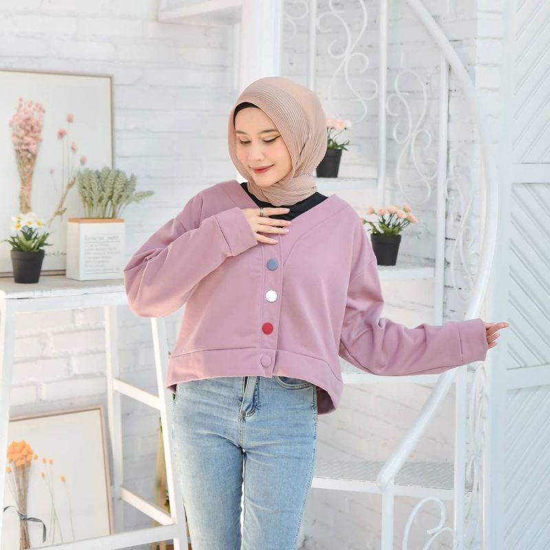 Set Wanita Crop Lenka Sweater Crop Oversize Wanita Kancing Size M.L.Xl | Oversize Crop Wanita | Sweater Crop Korean Style Wanita