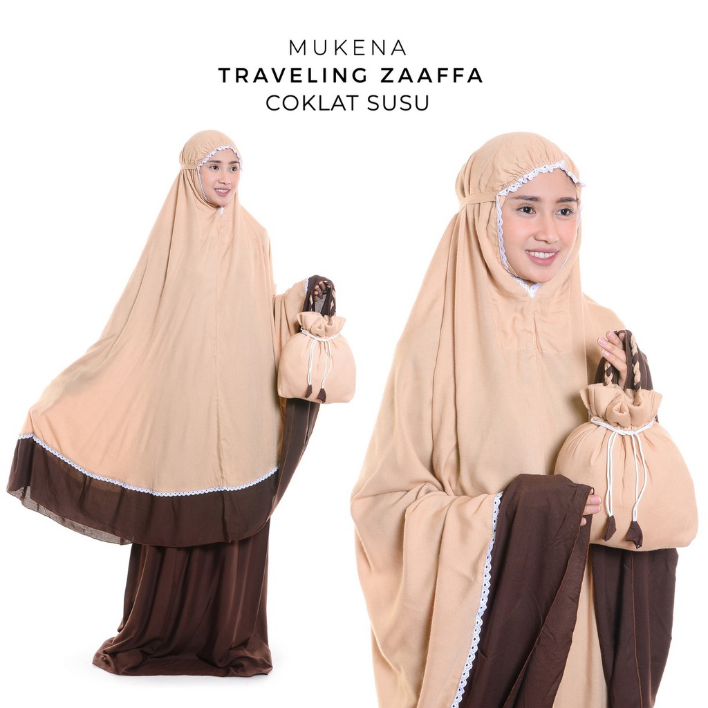 Mukena Dewasa Rayon Polos Kombinasi Traveling Zaaffa