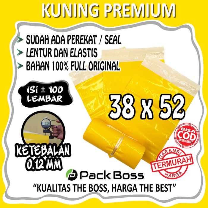 

Gilaa!!! Kuning Premium 38X52 Polymailer Isi Â±100 Halus,Tebal ,Praktis & Ori Sale!!!