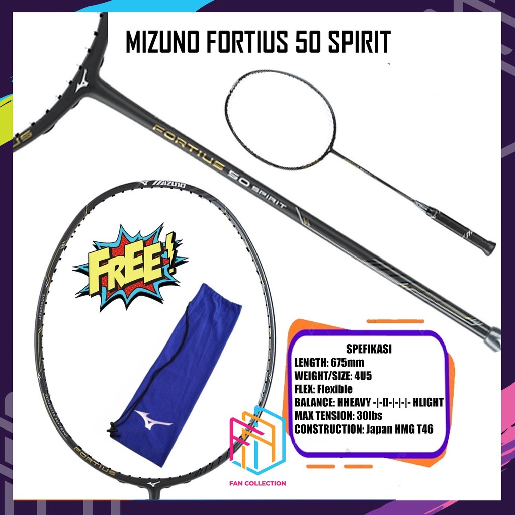 RAKET BADMINTON MIZUNO Fortius 50 Spirit Raket Badminton ORIGINAL