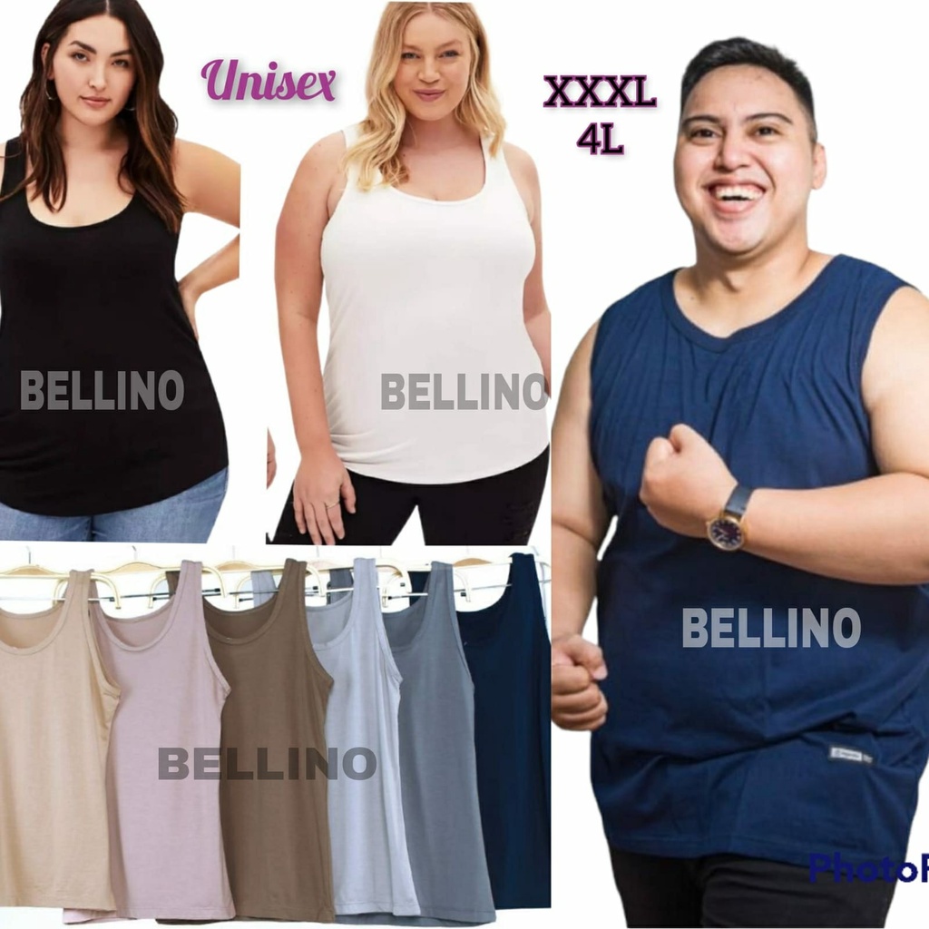 Super Jumbo Singlet Wanita Pria Unisex  4L XXXL Premium Adem Kaos Singlet Cewek Big Size  LD 140cm Strech Melar Kaos Dalaman Unisex XXXL Tanktop Wanita Jumbo Kaos Dalaman Ukuran Super Jumbo