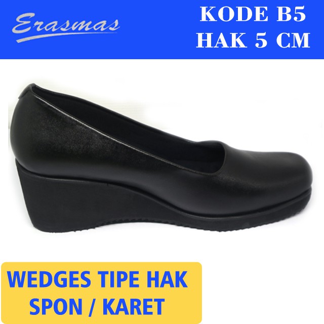 Sepatu Wedges Persit Bhayangkari Hak Karet 5 Cm B5 Erasmas Wedges Sol Karet Sepatu Wedges Formal