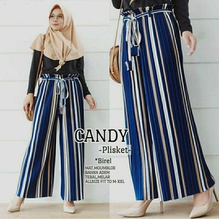 Celana  Kulot Plisket  Salur Premium Candy Plisket  