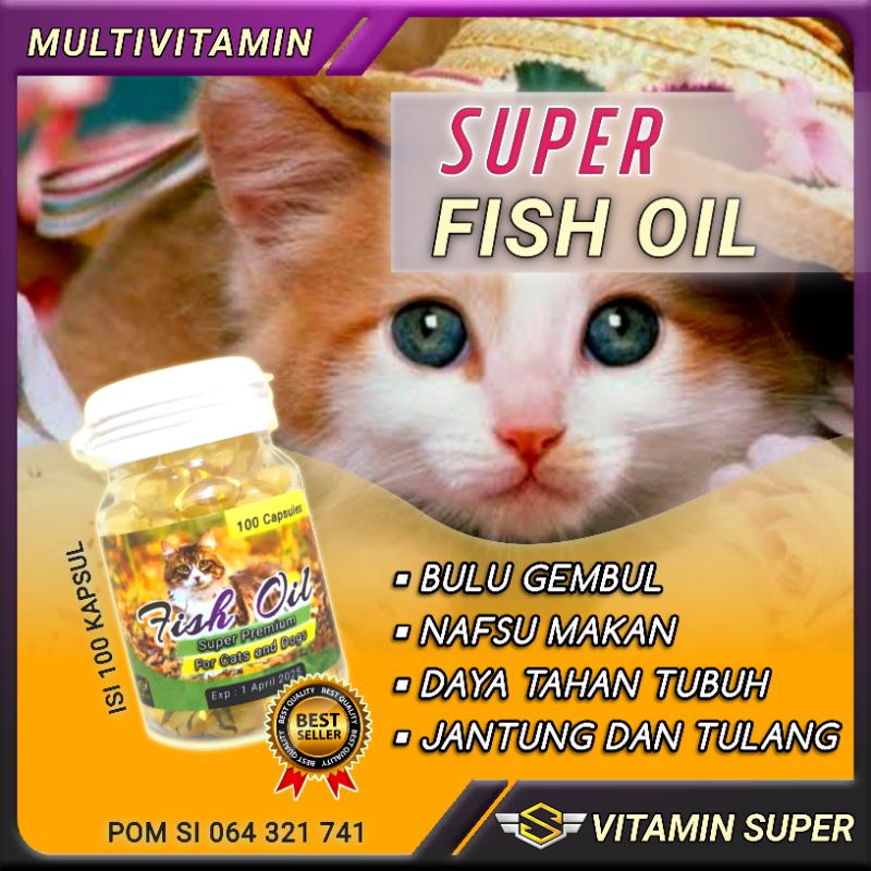 Minyak Ikan Premium Super Fish Oil | Super Bagus Buat Nafsu Makan, Bulu Gembul dan Berkilau, Imunitas Tubuh, Alergi, Daya Tahan Tubuh terhadap Penyakit dan Bagus buat Jantung serta Tulang