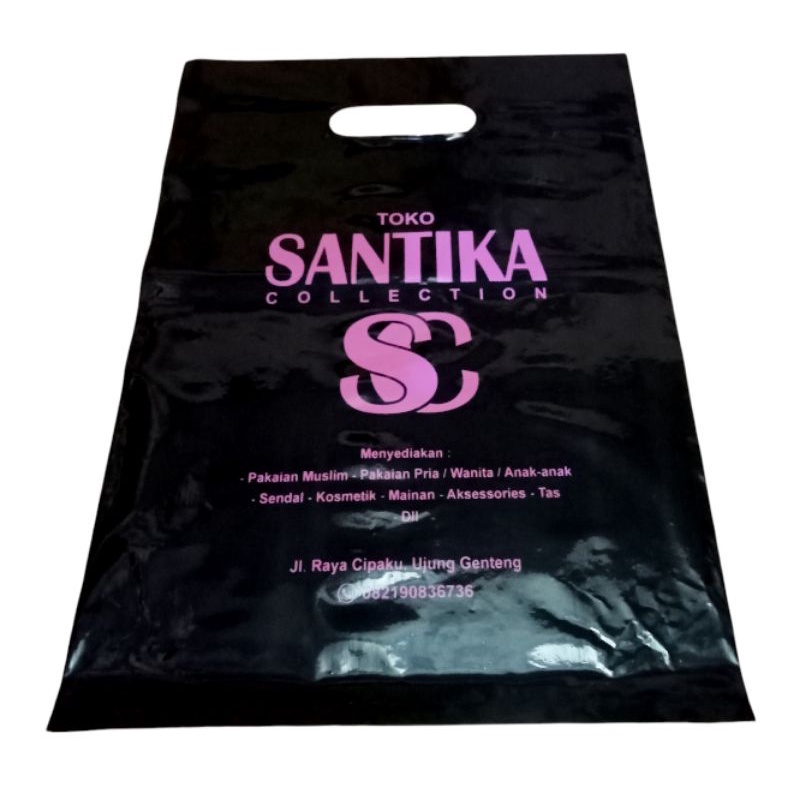 sablon plastik merek(isi 200 pcs)kantong olshop,kantongbelanja toko