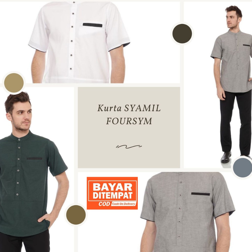 Baju Koko Pria Kurta Pakistan Lengan Pendek Syamil Foursym