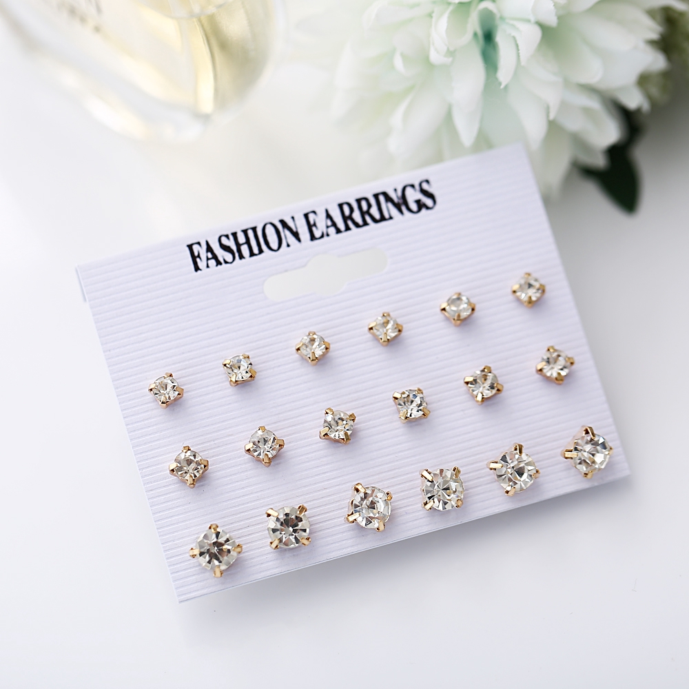 YEEZII Anting-Anting Hiasan Kristal Warna Emas Dan Perak Gaya Retro Vintage Untuk Wanita