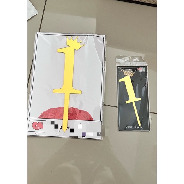 cake topper angka 1 gold akrilik acrylic kue ulang tahun anak