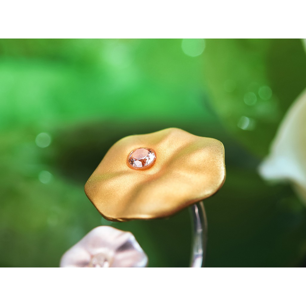 SERI SERI Cincin Wanita Perak 925 Asli Lotus Leaf Daun Lotus Sterling Silver Adjustable Ring