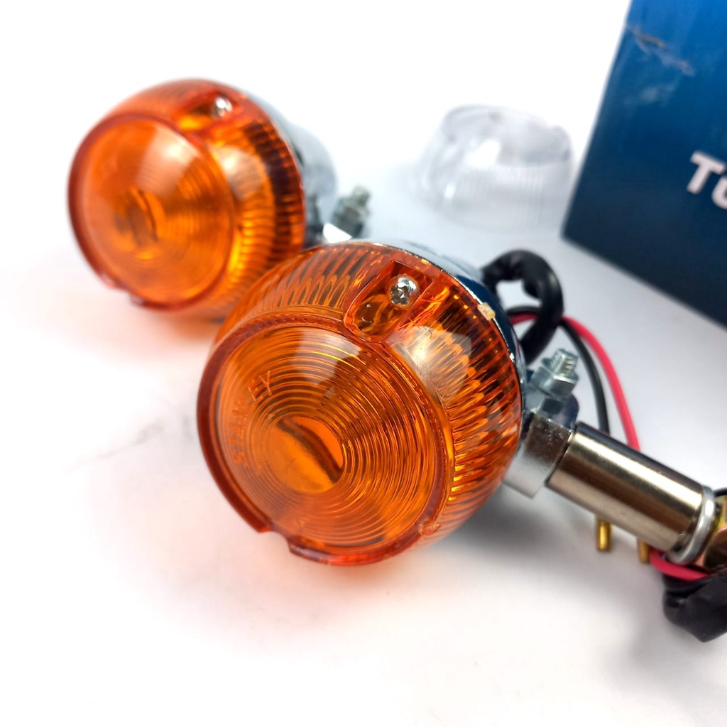 Lampu Sein riting GT Mini LED Double Kaca Full Besi Chrome Mata Kucing Set 2pcs Kanan Kiri Sportsday