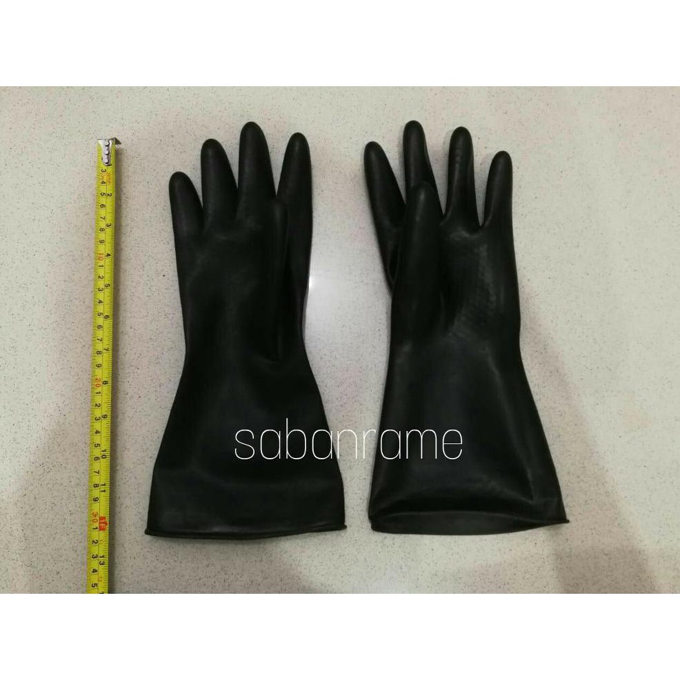 SARUNG TANGAN KARET HITAM TEBAL PANJANG SERBAGUNA