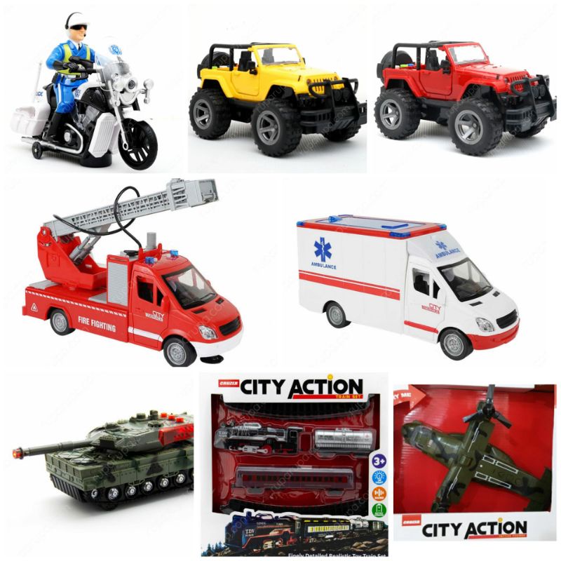 Cruzer City Action Police, Ambulance, Fire Truck / Engine, Jeep, Tank, Train, Helicopter Mobil Sale