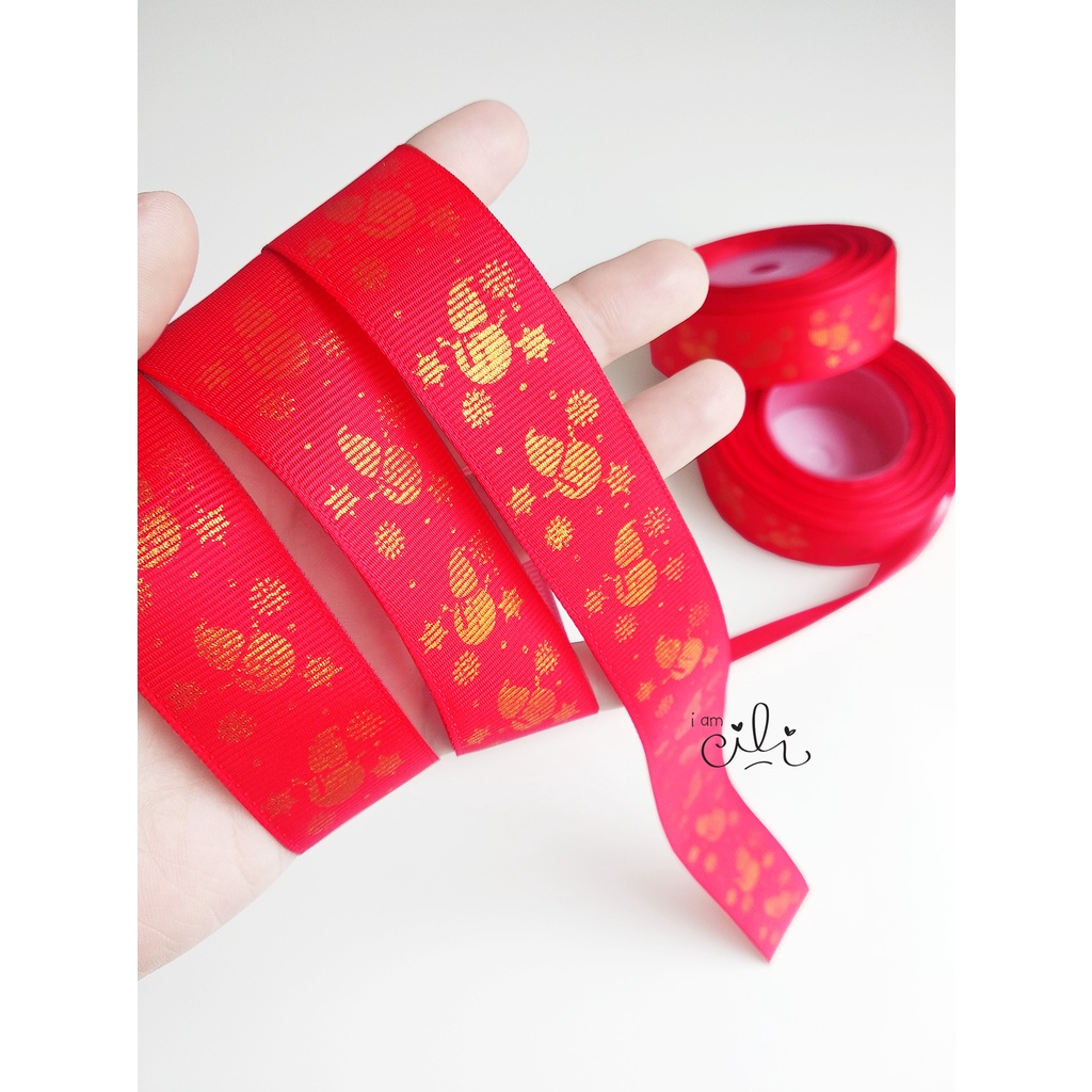 

(PTG-XMAS03-MERAH) Pita GROSS GRAIN natal SNOWMAN (1 inch / 2.5cm)