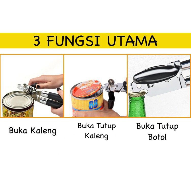 PEMBUKA KALENG STAINLESS STEELPembuka BotolCan Opener Import Anti Karat