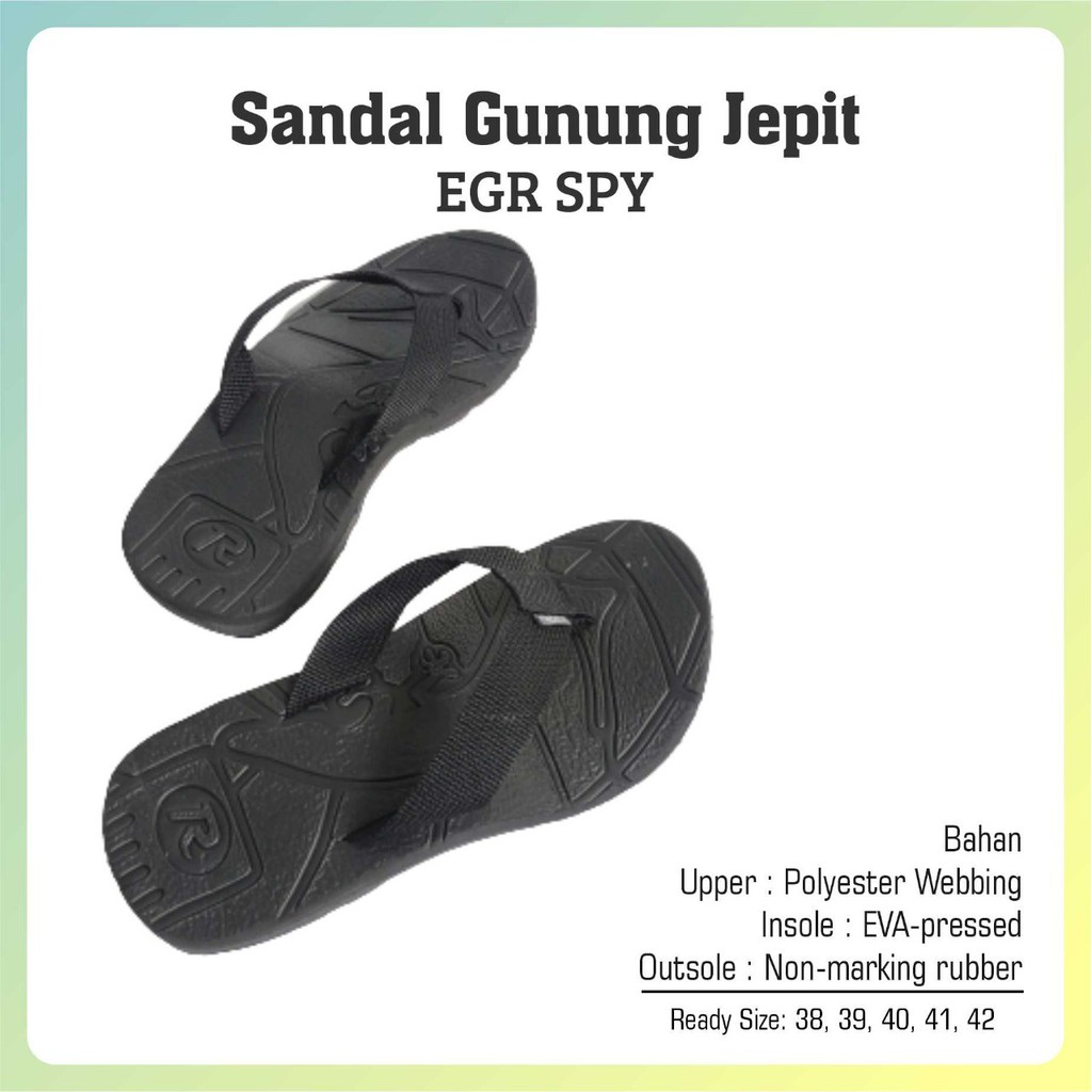 Sandal gunung jepit warna hitam bahan karet sandal hiking gunung