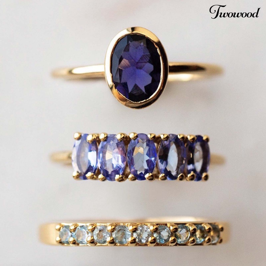 3pcs Cincin Bentuk Mata Kucing Bahan Alloy Untuk Wanita