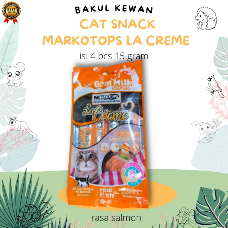 Markotop La Creme With Goat Milk 4x15gr Snack Liquid Cat - Cemilan Kucing rasa salmon