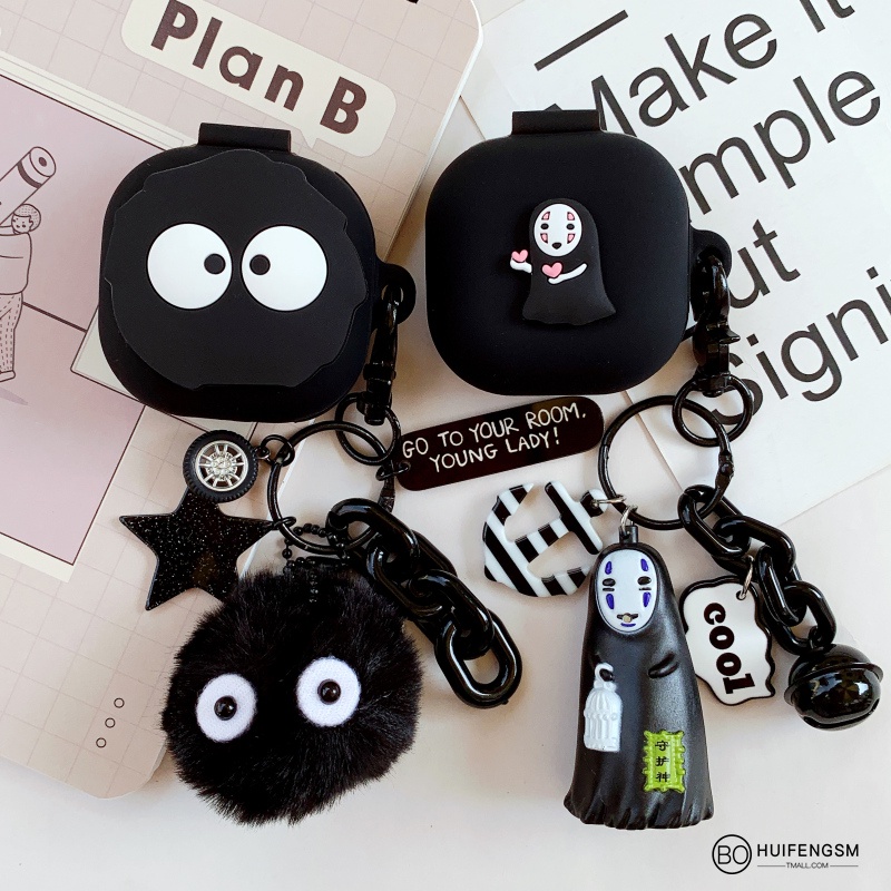 Case Pelindung Earphone Bahan Silikon Motif Kartun Dengan Gantungan Kunci Untuk Samsung Galaxy buds Live / buds pro