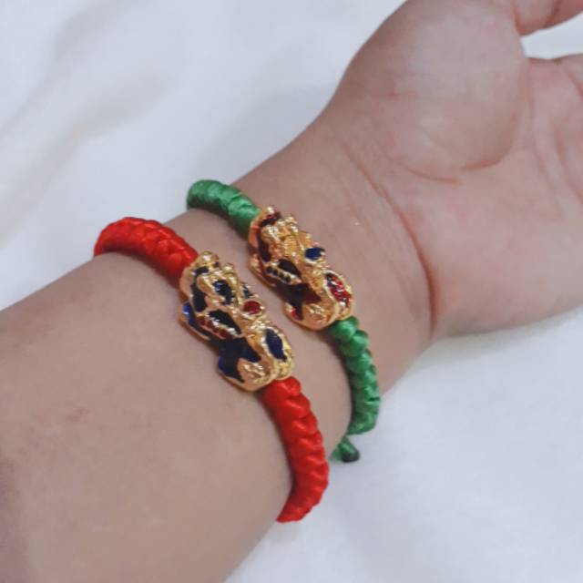 gelang tali cina import charm naga pixiu rainbow imitasi emas