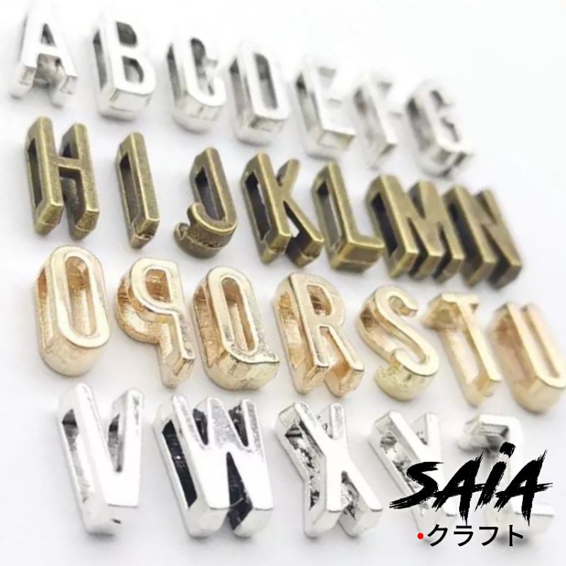 Charm huruf N - Z slide antik beads bronze gold silver manik aksesoris gelang inisial nama DIY