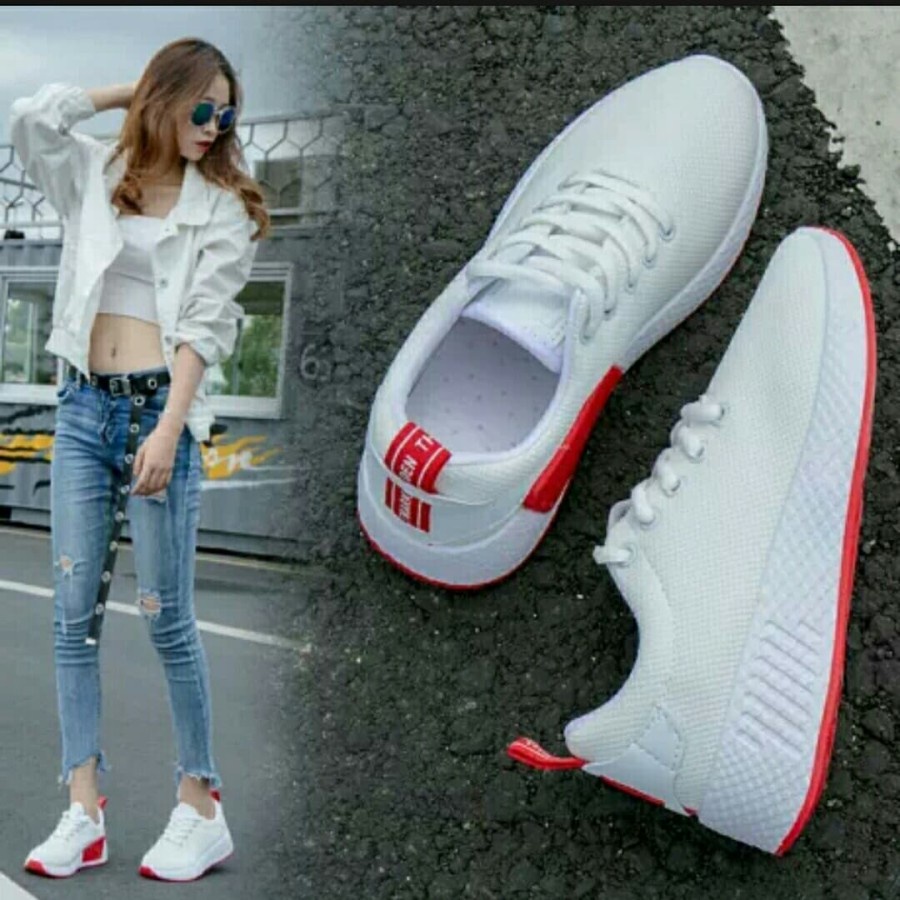 Sepatu Sneakers Wanita Sepatu Olahraga Wanita Korea Style - Putih