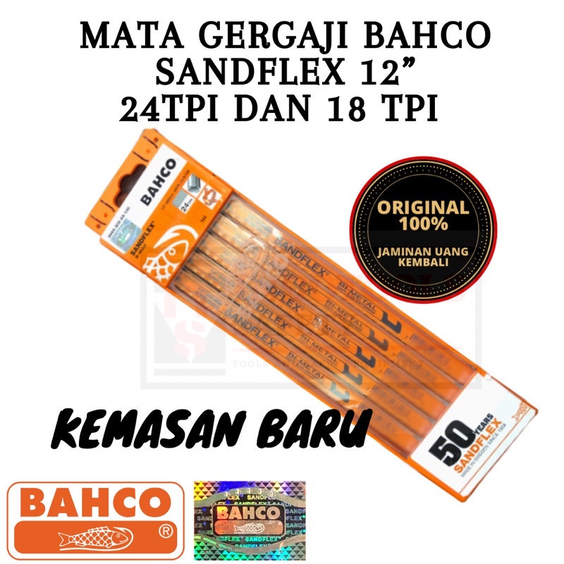 MATA GERGAJI BESI BAHCO SANDFLEX MATA GERGAJI 12” inch ASLI 100% / 18T dan 24T (MINIMAL penesanan 3pcs)