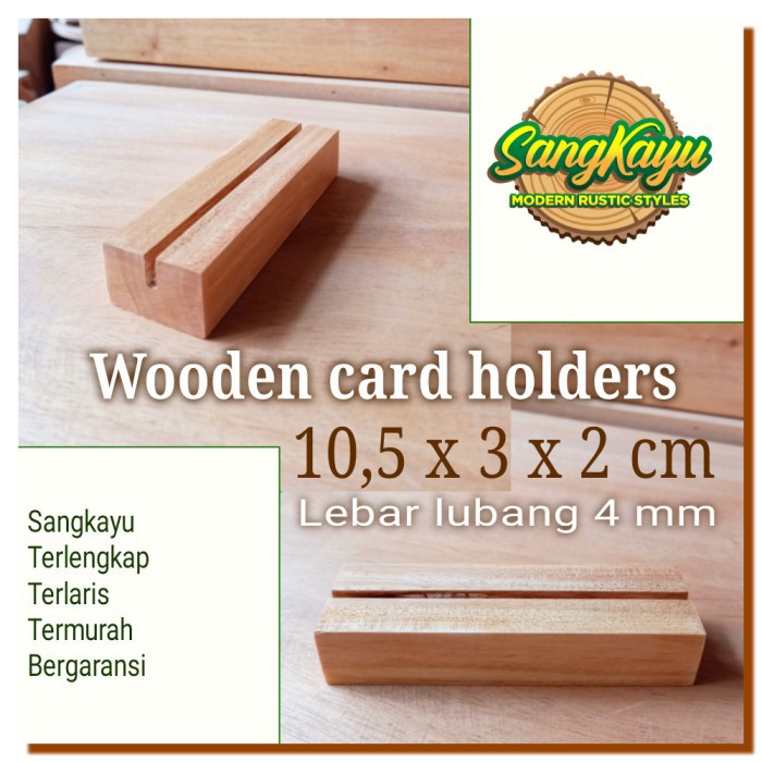 Wooden Card Holder 10,5x3x2cm Stand Dudukan tempat Penyimpanan Kartu