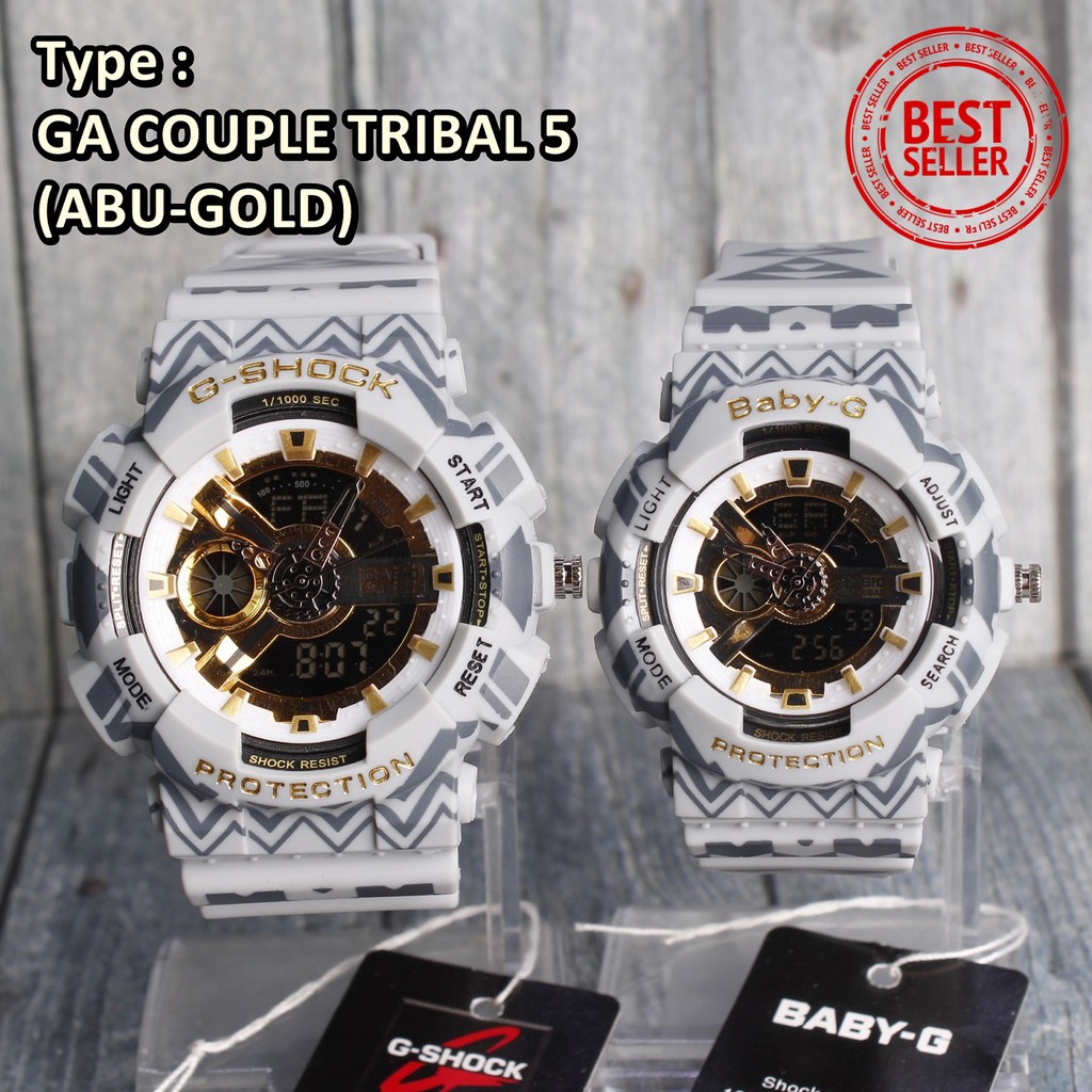 Jam tangan CASIO COUPLE G-Shock & Baby-G Jeans Denim digital analog pria &