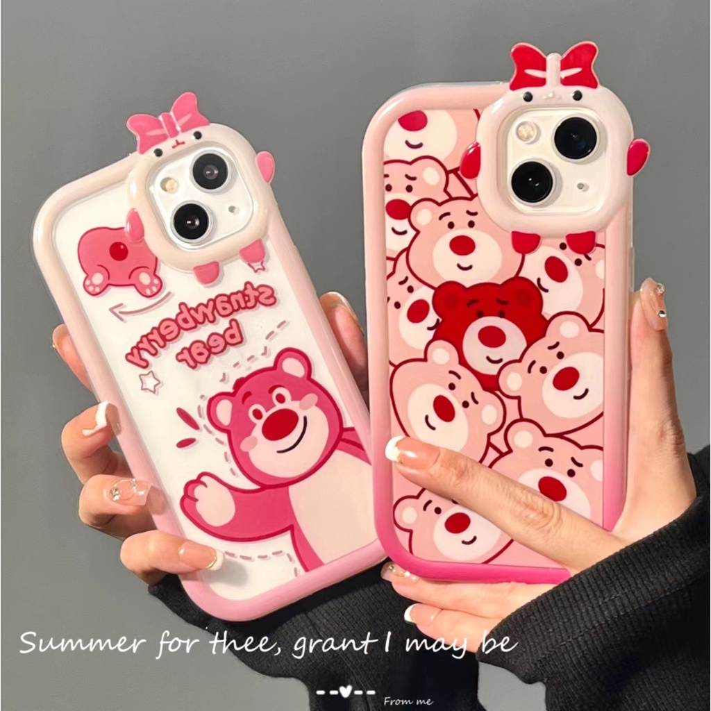 Ins Casing iPhone 14 14pro 14Plus 14prm 13 13pro 13prm 11 6splus 7Plus 8Plus Xr XS 13 12pro Max Motif Strawberry