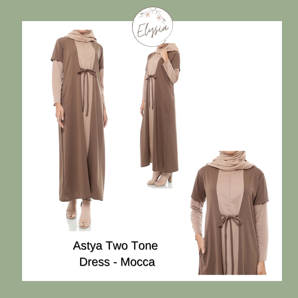 Astya Two Tone Dress - Dress/ Gamis/ Tunic Atasan Pakaian Wanita