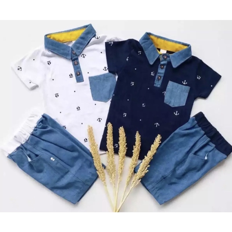 SETELAN BAJU DAN CELANA ANAK JANGKAR DENIM 1-5 TAHUN