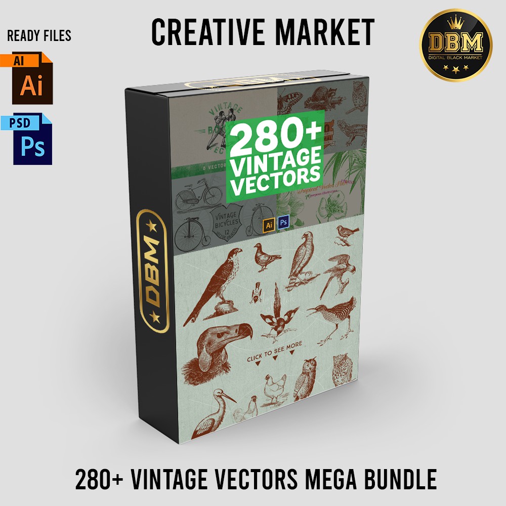 280+ Vintage Vectors Mega Bundle - Photoshop &amp; Illustrator