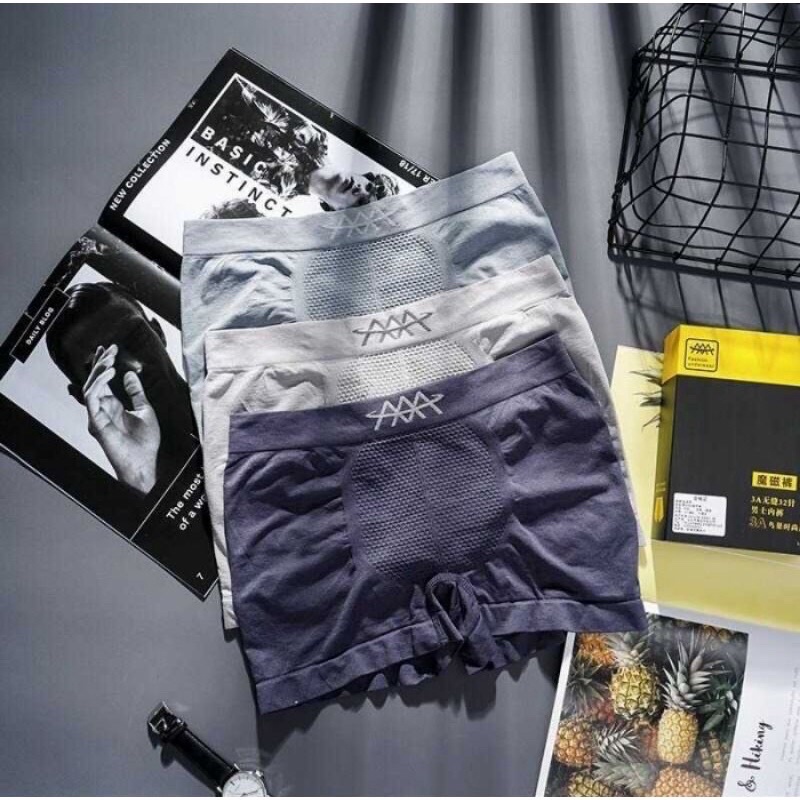 [COD] Ready  { ISI 3 PCS } BOXER PRIA 5D MAGNETIC ION PREMIUM IMPOR ORIGINAL BERKUALITAS NYAMAN ADEM