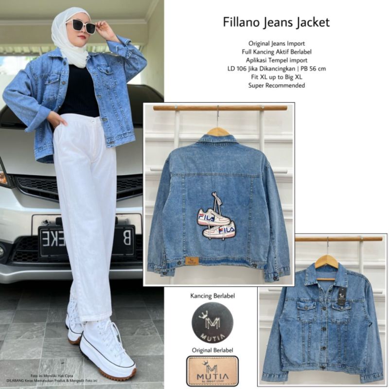 FILLANO JEANS JACKET BY MUTIA (JAKET JEANS WANITA) Jaket jeans muslimah rekomeded