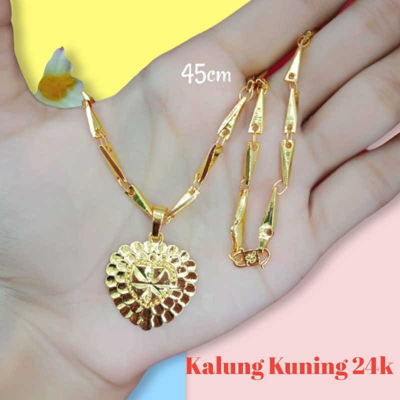 KALUNG LAPIS EMAS KUNING/PERHIASAN KUNING/KALUNG YAXIYA ANTI KARAT/KALUNG TERMURAH/KALUNG RANTAI BAL