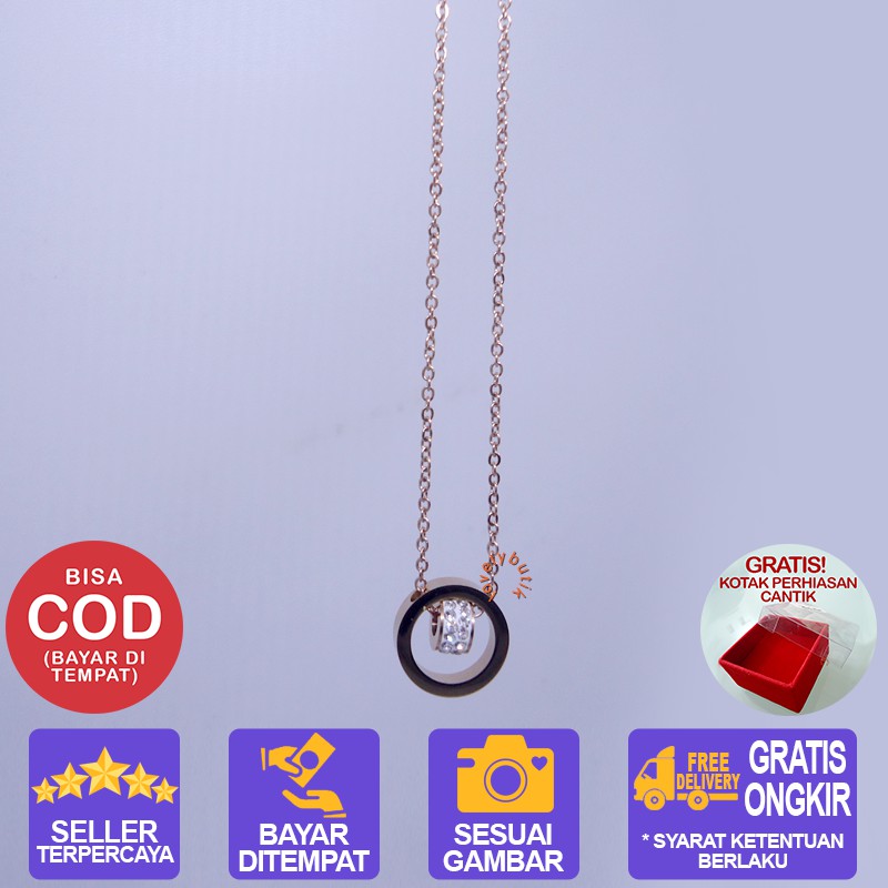 Lovelybutik Kalung Titanium Wanita Anti Karat Selamanya Victoria Uk. 45 cm BONUS KOTAK PERHIASAN