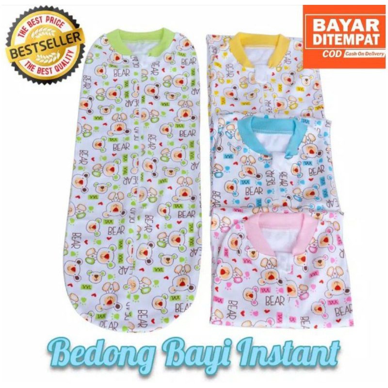 Bedong Bayi Instan Katun Halus Praktis Resleting Bedong Tebal